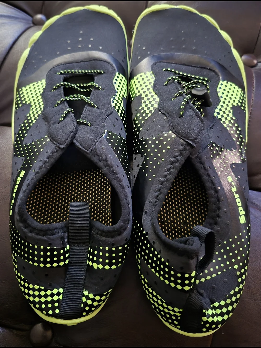 Men's Black & Neon Yellow Boat-Style Sneakers